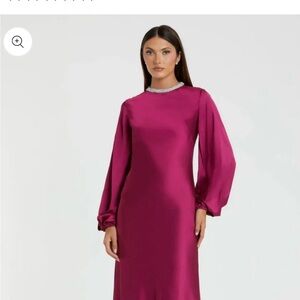 Mac Duggal Fuchsia Long Sleeve Dress